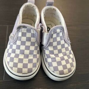 Vans Purple and White Slip-On Sneakers